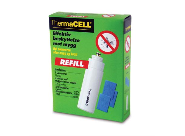 Refill ThermaCell R1 12 timers pkn. Inneholder 1 gasspatron og 3 matter 